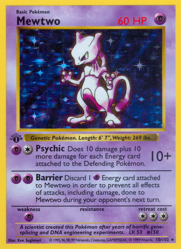 Mewtwo — raw Pokémon card measured by NMR